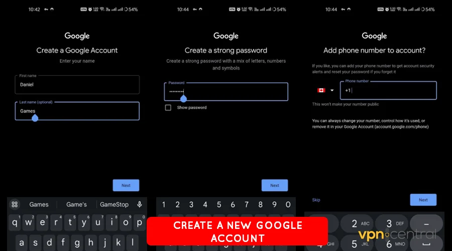 create a new google account