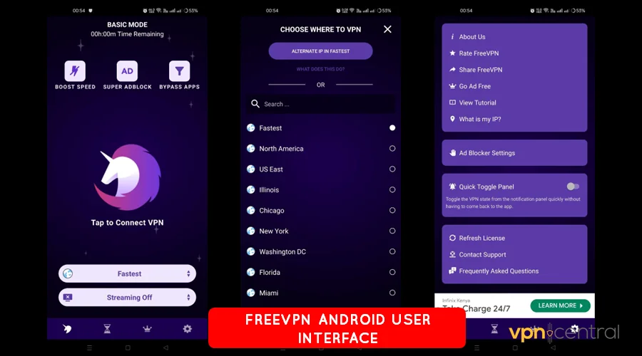 freevpn android user interface