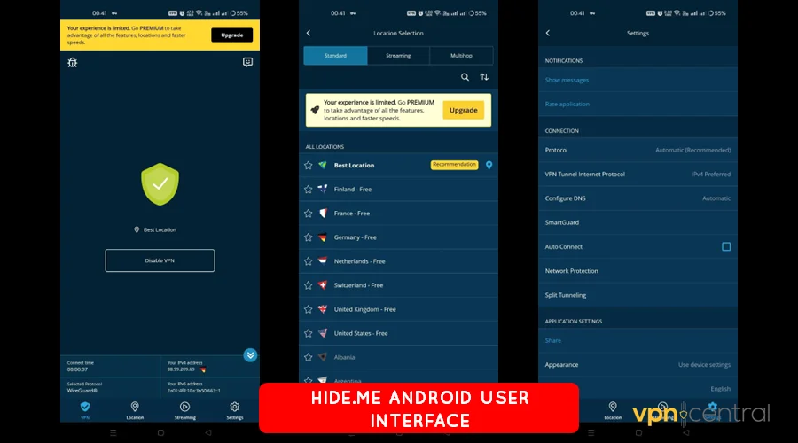hide.me android user interface