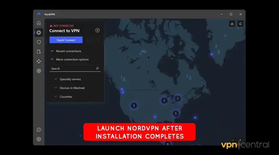 launch nordvpn after installation completes