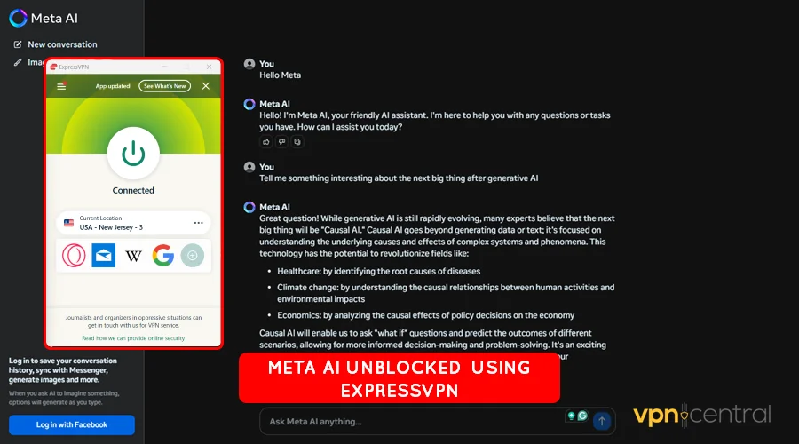 meta ai unblocked using expressvpn
