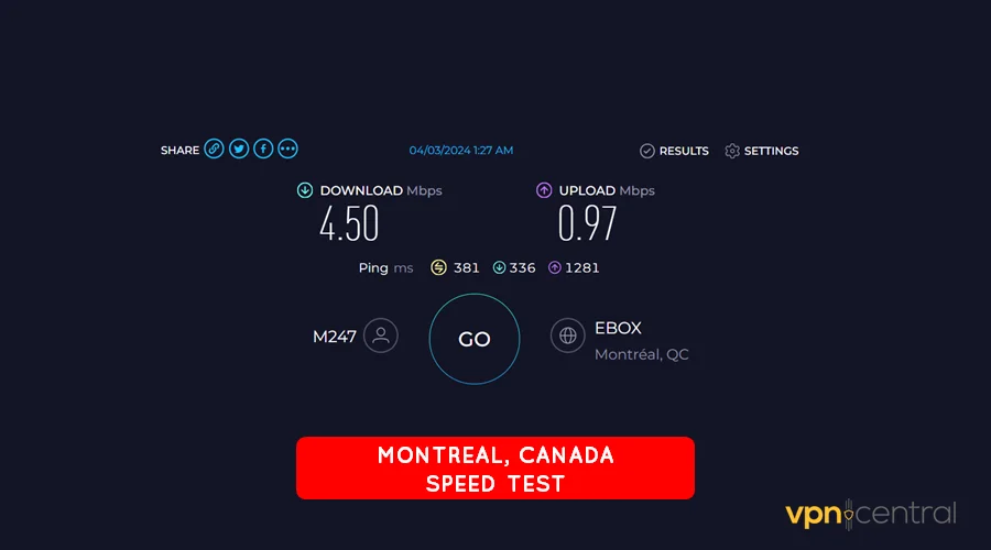 montreal canada speed test