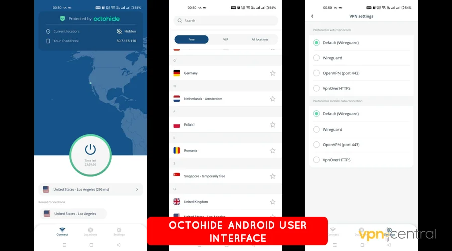 octohide android user interface