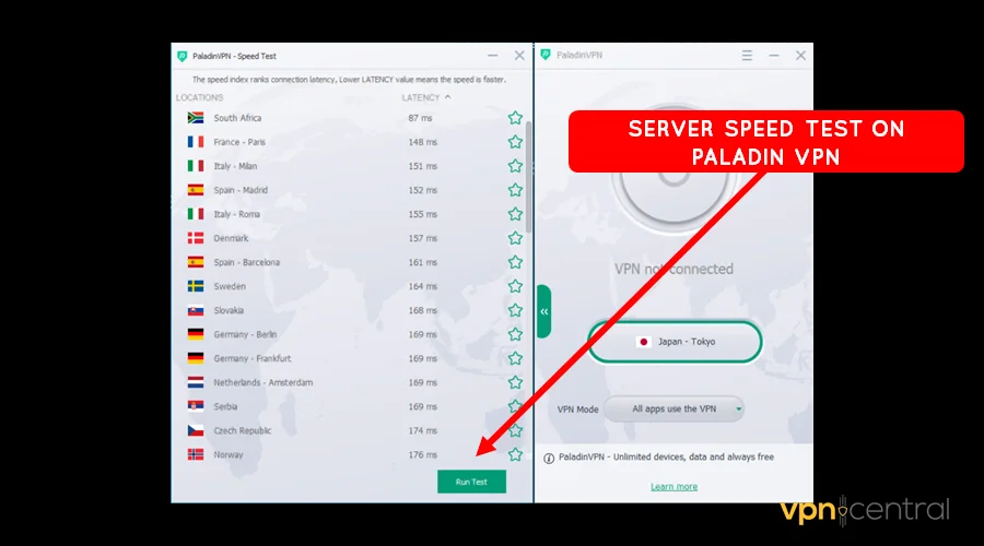 paladin vpn server speed test