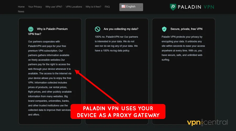 paladin vpn uses your device as a proxy gateway