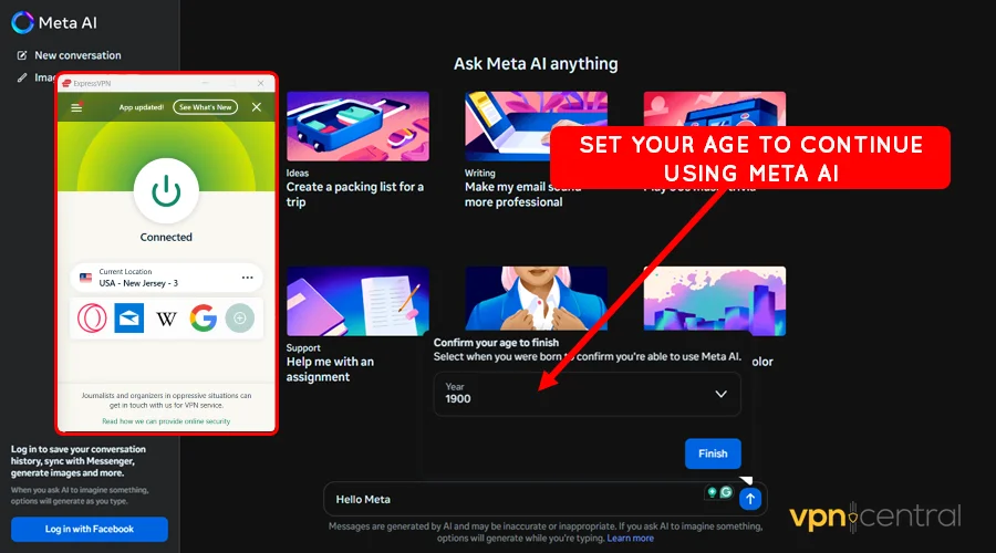 set your age to continue using meta ai
