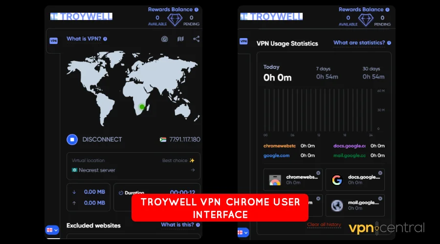 troywell vpn chrome user interface
