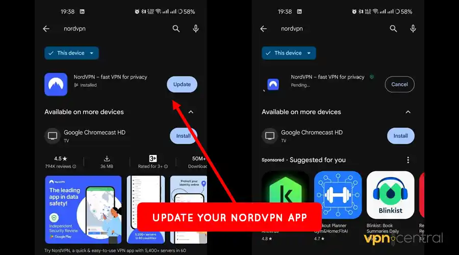 update nordvpn app
