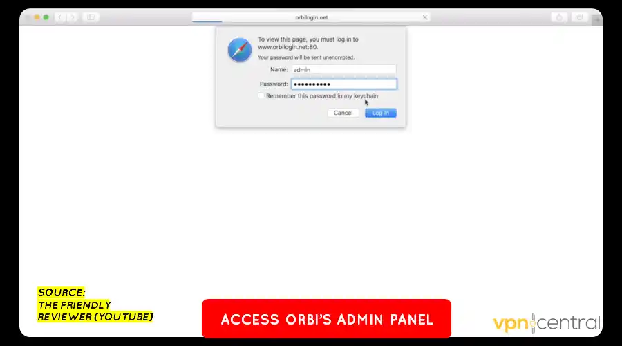 access orbi admin panel