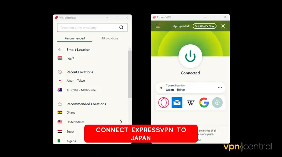 connect expressvpn to japan