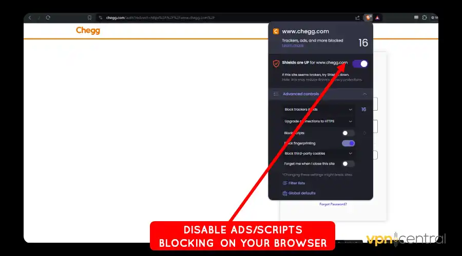 disable ad blocker on your browser