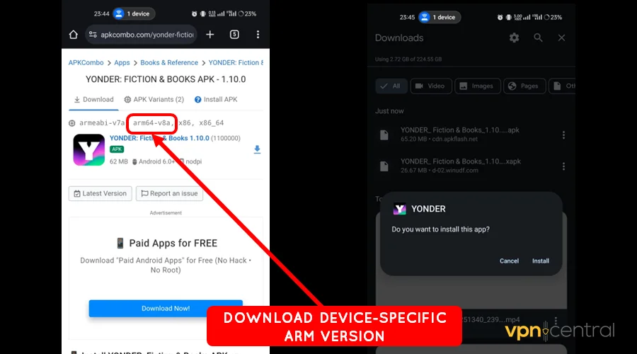 download device specific version