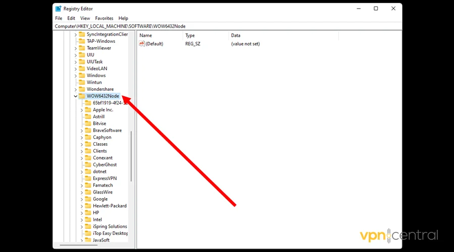 expand the WOW6432Node folder