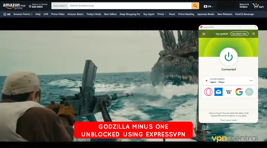 godzilla minus one unblocked using expressvpn