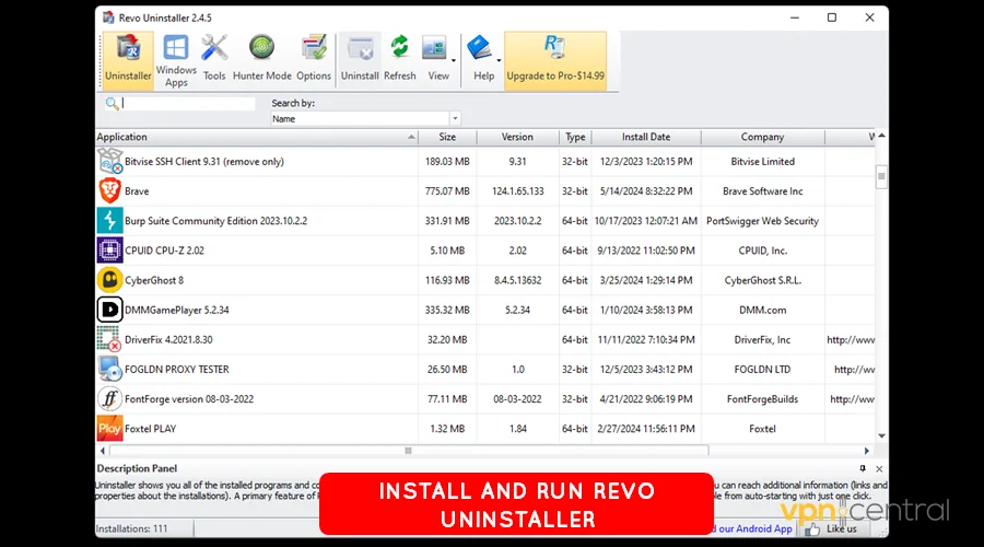 run revo uninstaller