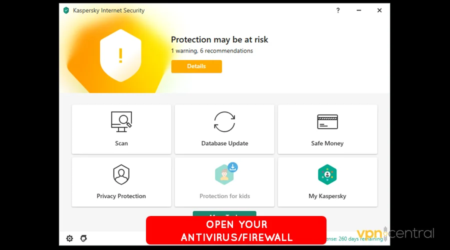 run your antivirus or firewall