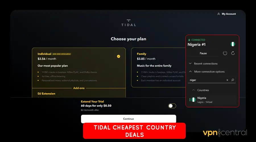 tidal cheapest country deals