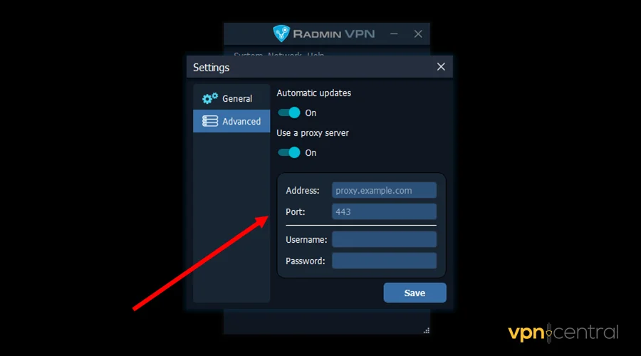 use proxy server on radmin vpn