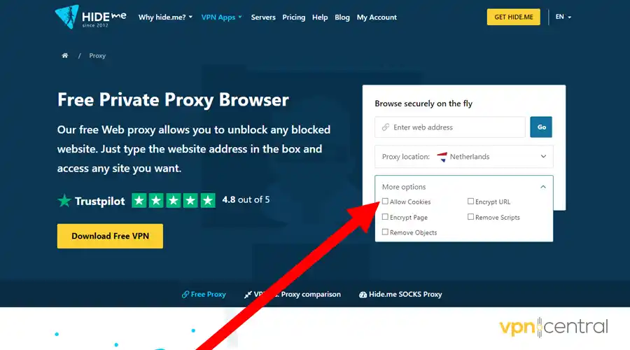 allow cookies on your proxy site