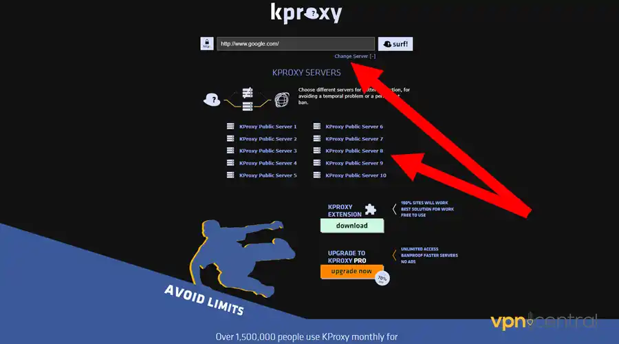 change proxy server