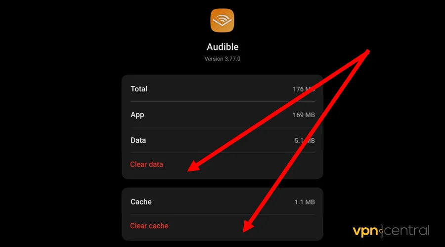 clear audible app data