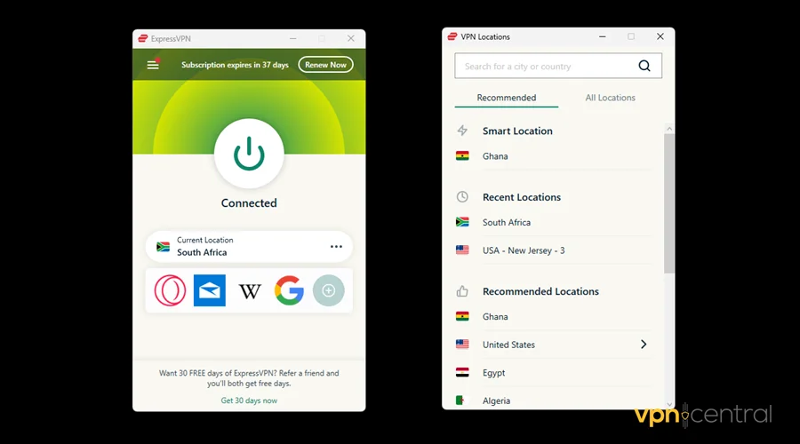 connect expressvpn to a stake.com-supported country