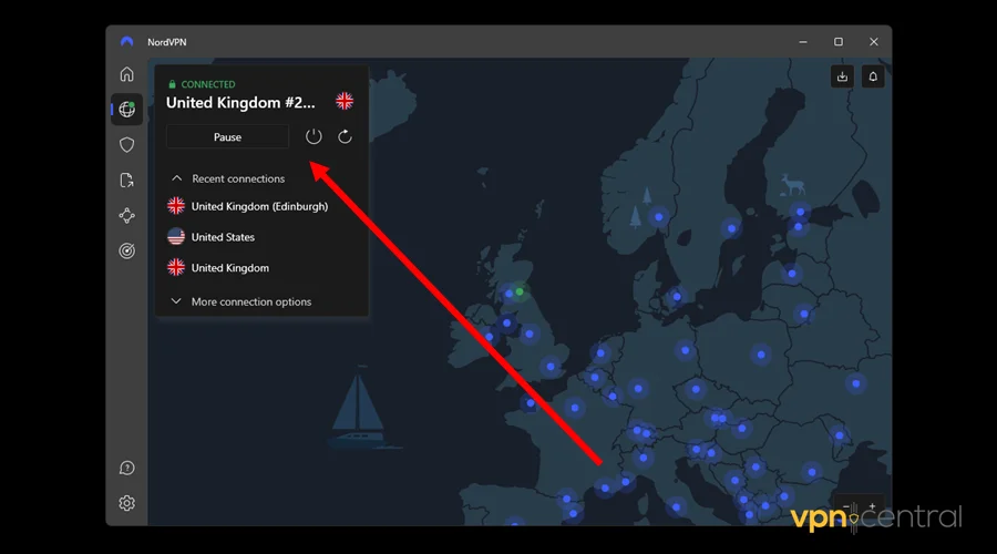 connect nordvpn to a uk server