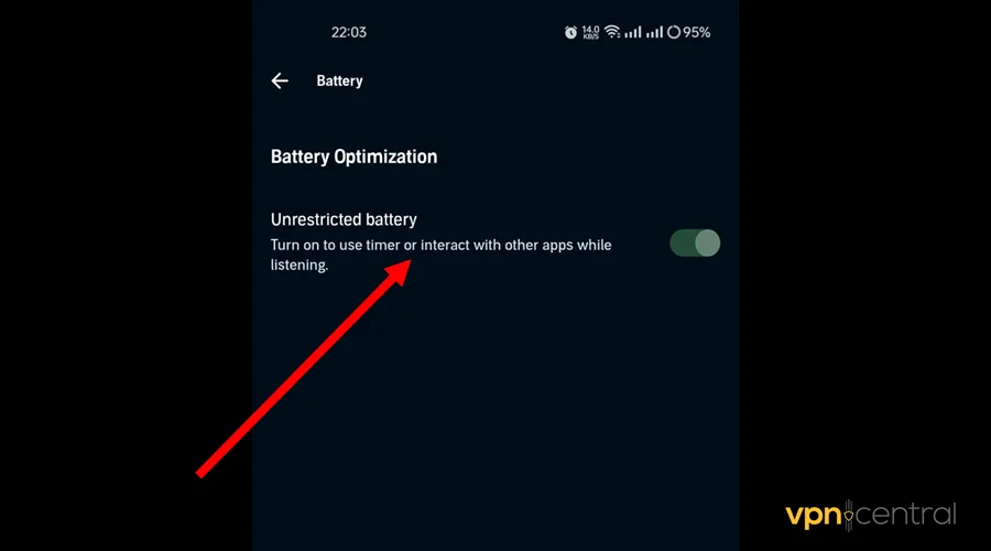 disable battery restrictions on your device