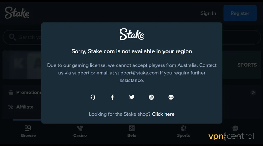 geo-blocking on stake.com