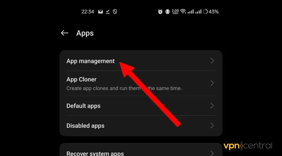 open app management on your device