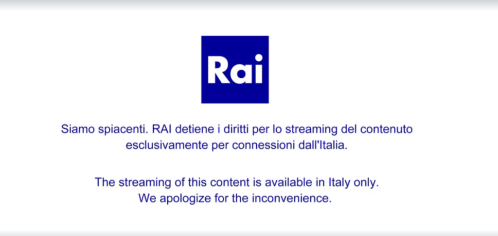 Rai TV geo restriction error