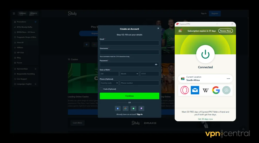 unblock stake.com in australia using expressvpn