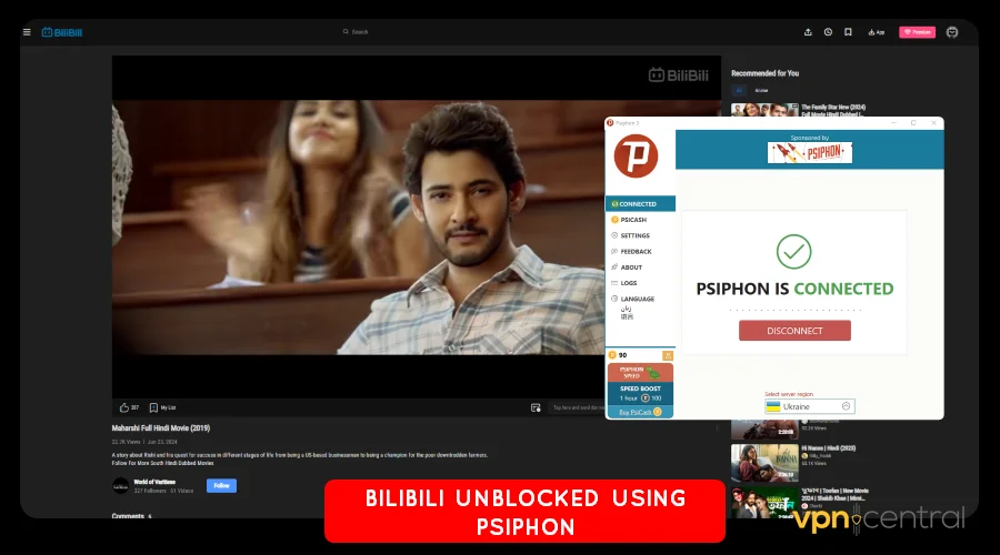 bilibili unblocked using psiphon