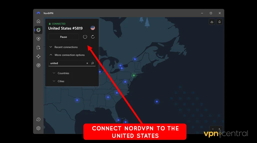 connect nordvpn to the united states to unblock rakuten viki shows