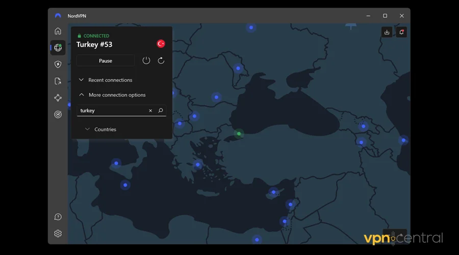 connect nordvpn to turkey