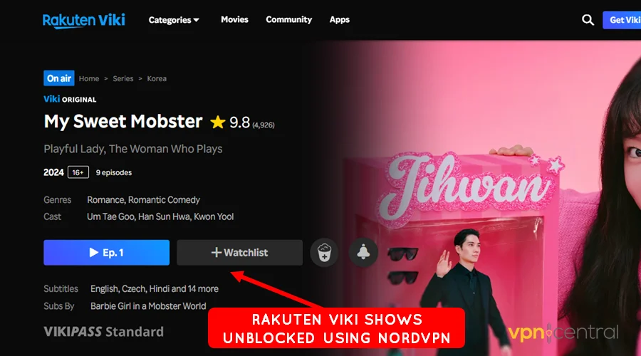 rakuten viki shows unblocked using nordvpn