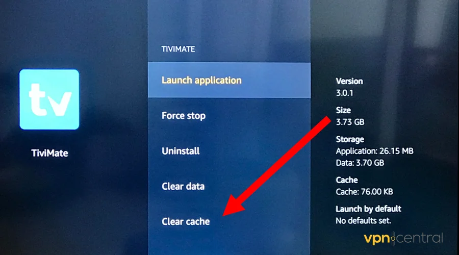 clear cache on tivimate app