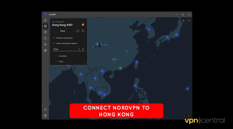 connect nordvpn to hong kong