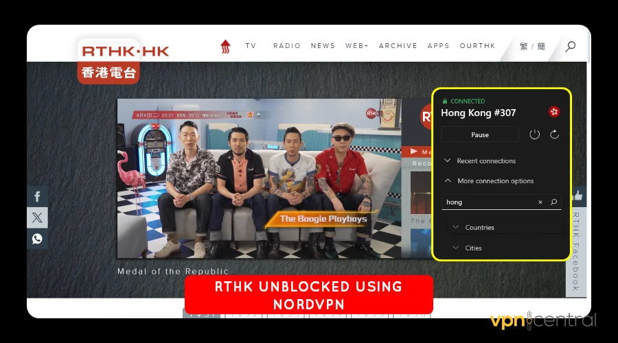 rthk unblocked using nordvpn