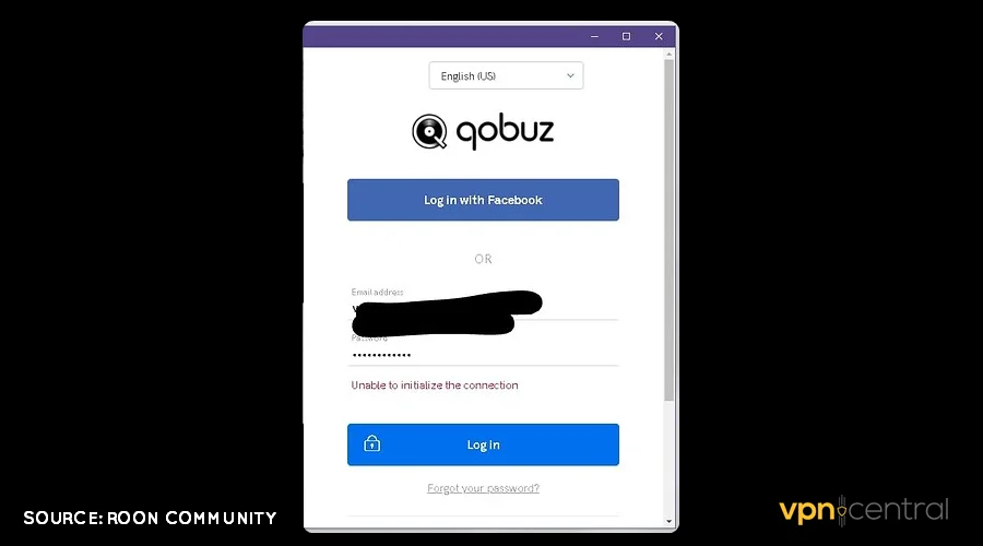 unable to initialize the connection qobuz error