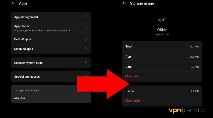 clear app cache and data on android