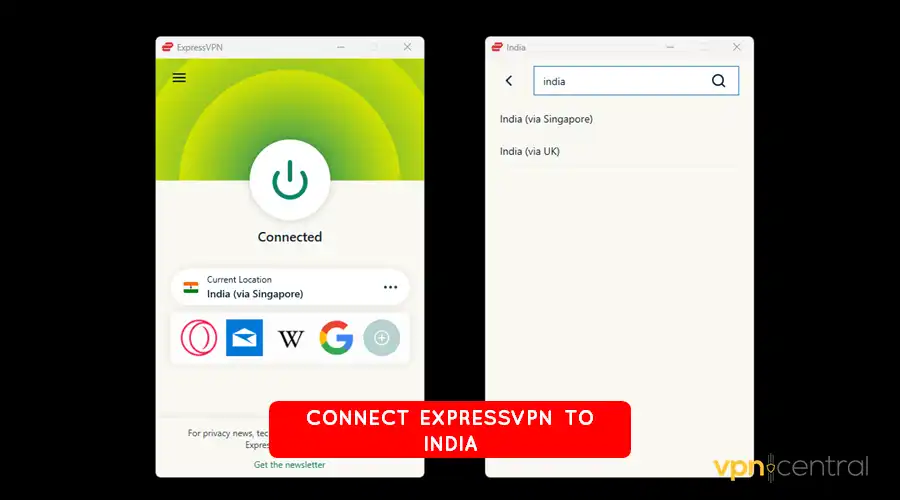 connect expressvpn to india