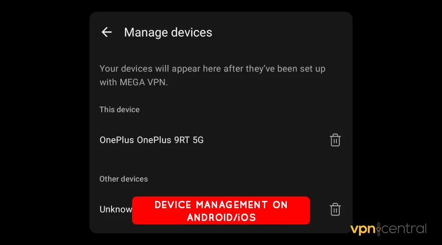 device management on mega vpn