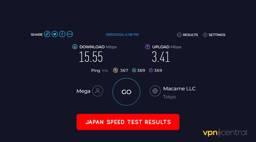 mega vpn japan speed test