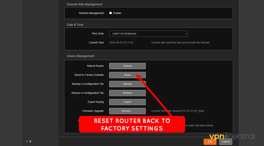 reset router back to factory settings