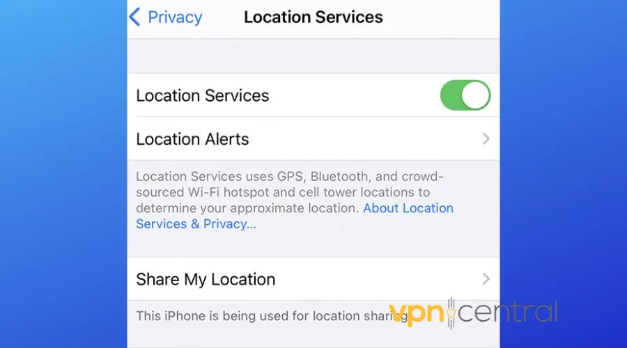 enable location services on iphone