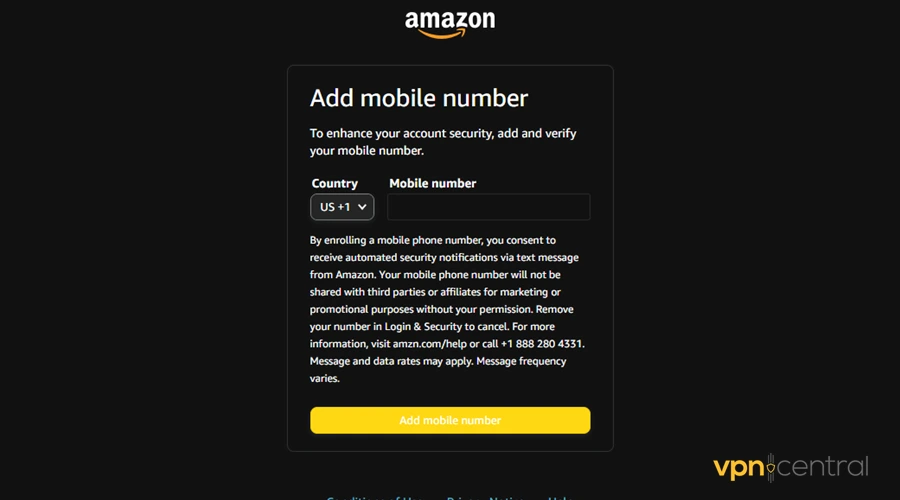 use a us number to verify your us amazon account