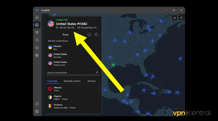 connect nordvpn to the united states