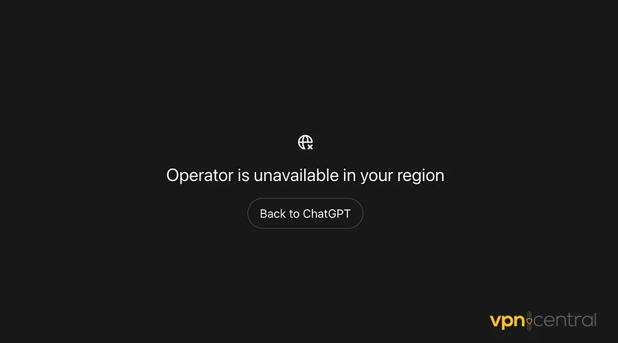 chatgpt operator unavailable in your region error