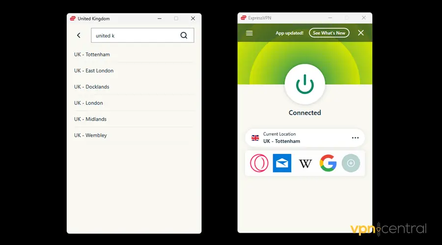 connect expressvpn to a server in the uk